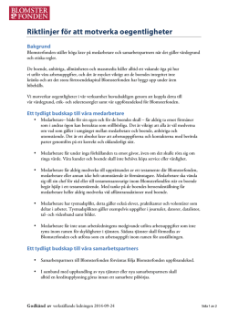 Riktlinjer för att motverka oegentligheter inom Blomsterfonden 2014