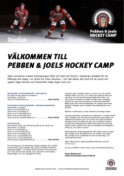välkommen till pebben & joels hockey camp