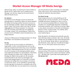 Market Access Manager till Meda Sverige