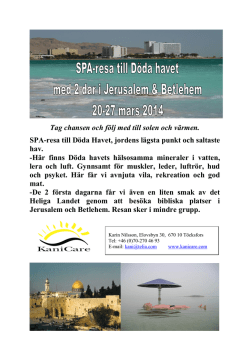 SPA-resa till Döda Havet 20-27 mars 2014
