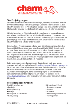 1 CHARM 2015 www.charm.chalmers.se Sök Projektgruppen