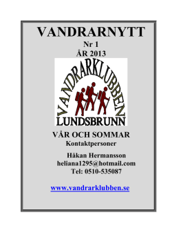VANDRARNYTT - Vandrarklubben Lundsbrunn
