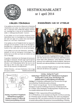 Hestholmabladet nr 1 2014 (PDF)
