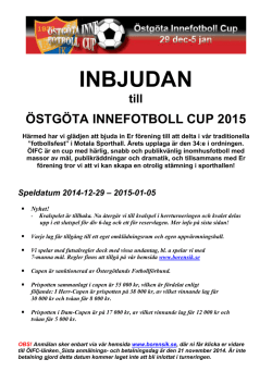 INBJUDAN till ÖSTGÖTA INNEFOTBOLL CUP 2015