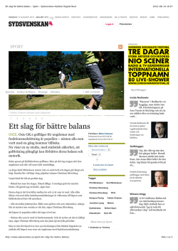 Ett slag för bättre balans - Sport - Sydsvenskan-Nyheter