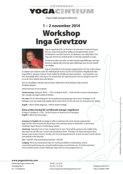 Workshop Inga Grevtzov - Göteborgs Yoga Centrum