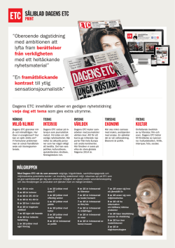 Målgruppsinformation, format och priser för Dagens ETC & ETC.se
