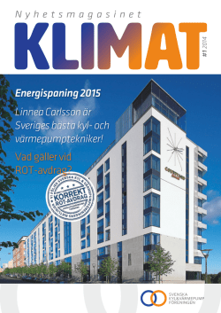 KLIMAT nr1 2014 4,4MB - Svenska Kyl & Värmepumpföreningen