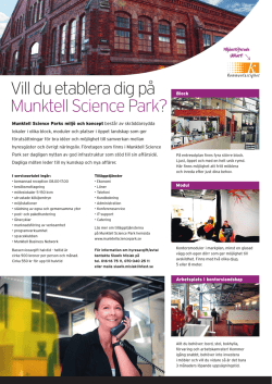 Vill du etablera dig på Munktell Science Park?
