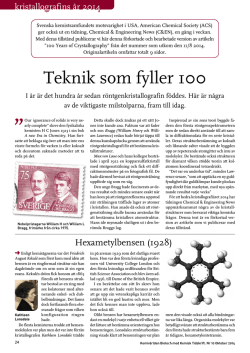 Teknik som fyller 100 - Svenska Kemistsamfundet