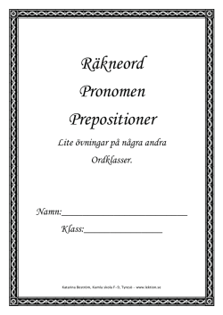 Räkneord Pronomen Prepositioner