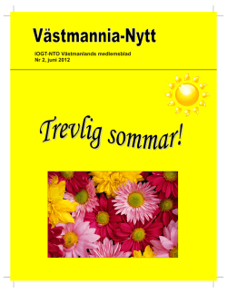 Västmannia-Nytt nr 2, 2012 - IOGT