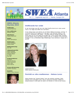 SWEA Newsletter maj 2010