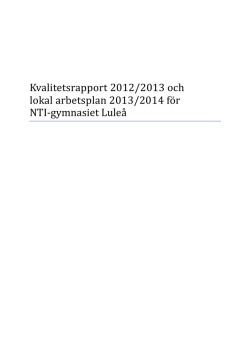 Kvalitetsrapport 2013 NTI Luleå - NTI