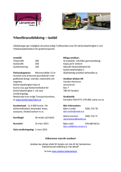 Yrkesförarutbildning – lastbil - Lärcentrum Vansbro