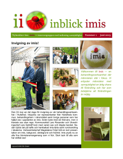 Inblick IMIS - nummer 1 2013