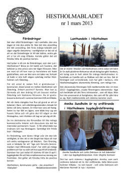 Hestholmabladet nr 1 2013 (PDF)
