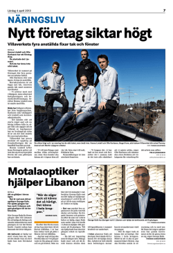 Reportage i Motala Tidning 2013-04-06 Klicka Här