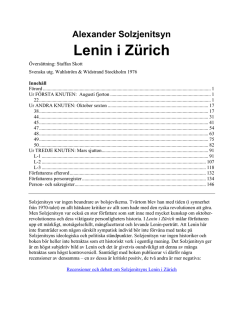 Alexander Solzjenitsyn: Lenin i Zürich