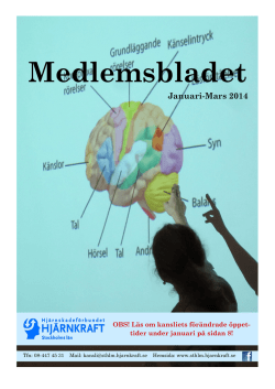Hjärnbladet nr 1 2014 - Hjärnkraft Stockholms län