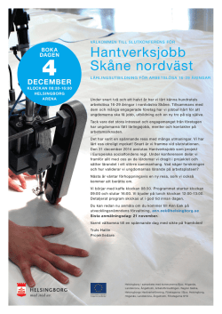 Inbjudan till slutkonferens för Hantverksjobb Skåne Nordväst