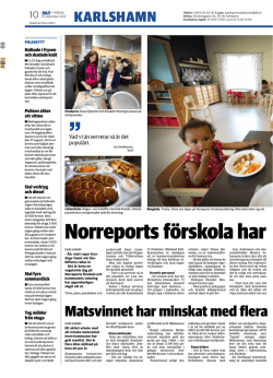 Blekinge läns tidning skriver att tallrikssvinnet på Karlshamns