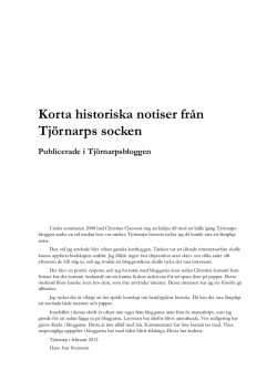 Historiska blogginlägg. - Hemsida för Tjörnarps historia