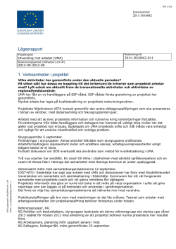 UMA Lägesrapport ESF 201209