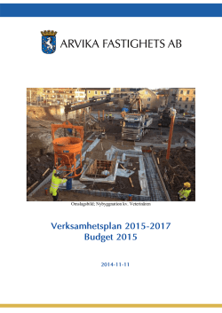 Verksamhetsplan 2015-2017 Budget 2015