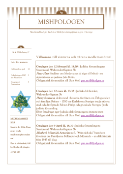 Mishpologen 2013/4 - Judiska Släktforskningsföreningen i Sverige