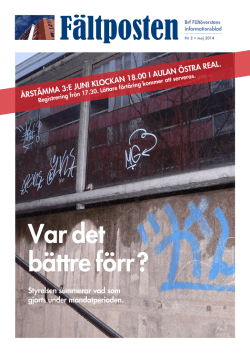 Fältposten nr 2 2014.pdf - Bostadsrättsföreningen Fältöversten