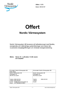 Offert - Nordic Värmesystem
