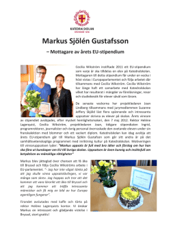 Markus Sjölén Gustafsson – Mottagare av årets EU