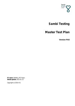 Sambi Testing Master Test Plan