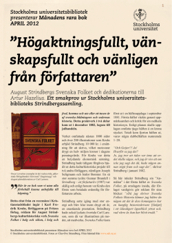 Månadens rara bok April 2012 - Svenska Folket av August Strindberg