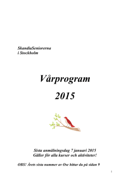 Vårprogram 2015 - SkandiaSeniorerna