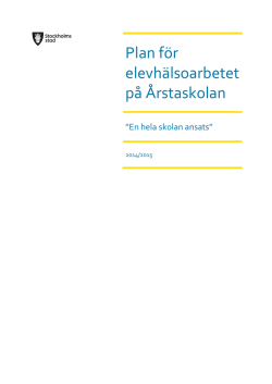 Plan f&ouml;r elevh&auml;lsoarbetet p&aring; &Aring;rstaskolan