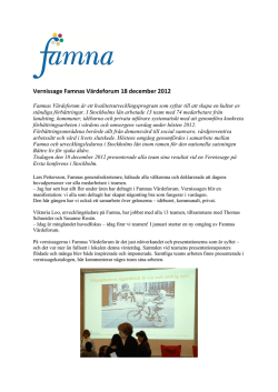 Vernissage Famnas Värdeforum 18 december 2012