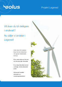 Vill även du bli delägare i vindkraft? Nu säljer vi andelar i Legeved!