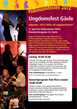 Ungdomsfest Gävle - Arrangörsföreningen Folkmusikfest i Gästrikland