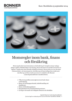 Produktblad Moms - bank och försäkring