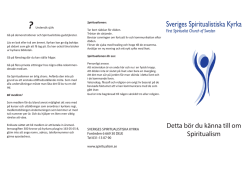 En introduktion för nykomlingen - Sveriges Spiritualistiska Kyrka