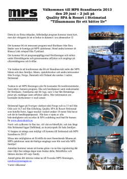 Välkommen till MPS Scandinavia 2013 den 29 juni