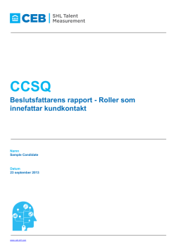 CCSQ Beslutsfattarens rapport