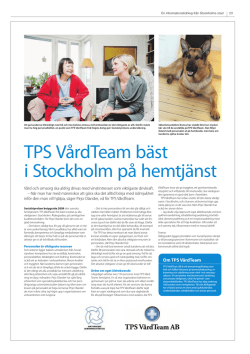 TPS VårdTeam bäst i Stockholm på hemtjänst