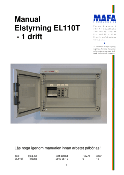 Manual Elstyrning EL110T - 1 drift