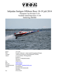 Inbjudan Smögen Offshore Race 18-19 juli 2014