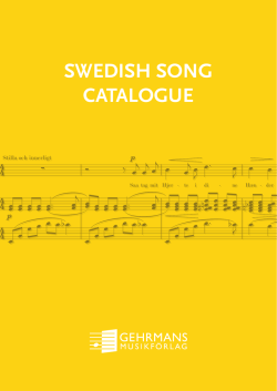 SWEDISH SONG CATALOGUE