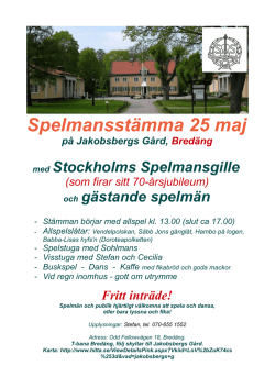 Spelmansstämma 25 maj - Stockholms Spelmansgille