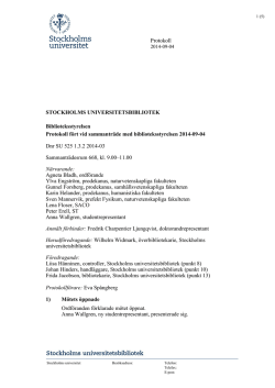 Protokoll 2014-09-04 - Stockholms universitetsbibliotek